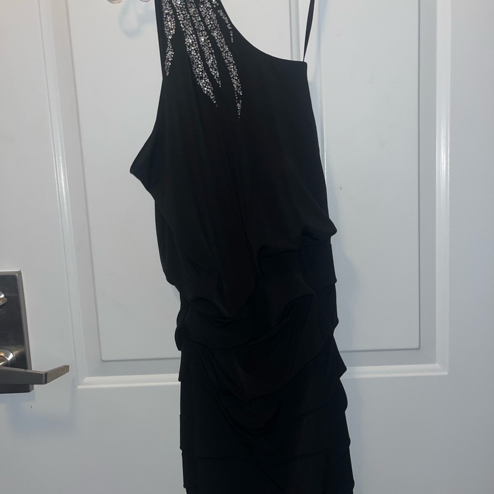 Elegant Black Dress with Silver Accents